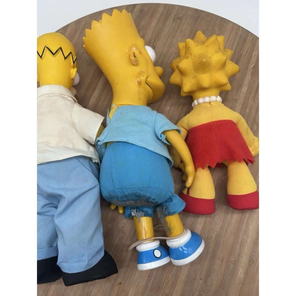 Vintage Lot of 3 The Simpsons Homer Bart Lisa 90s Plush Dolls